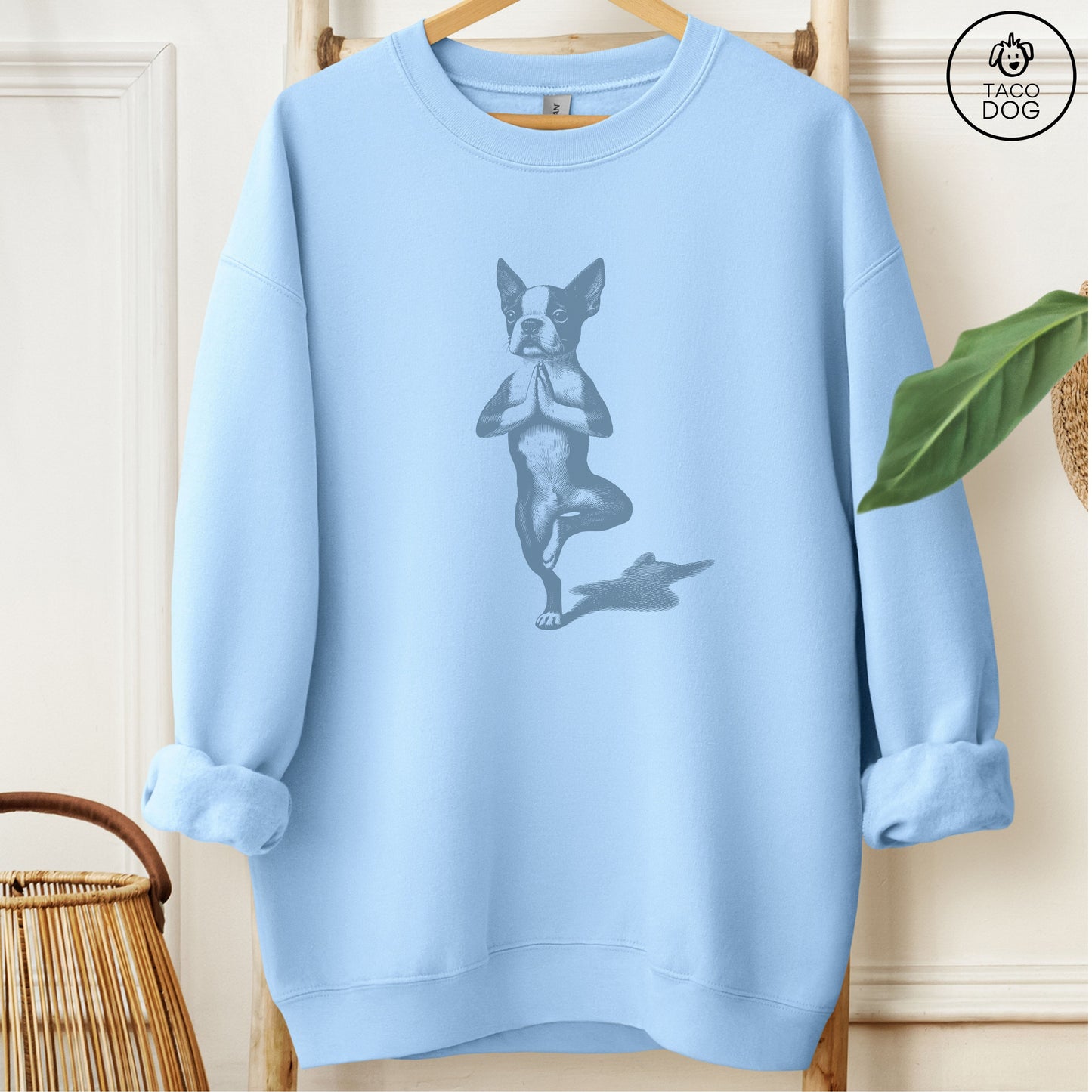 Boston Terrier Tree Pose Yoga Dog Sweatshirt
