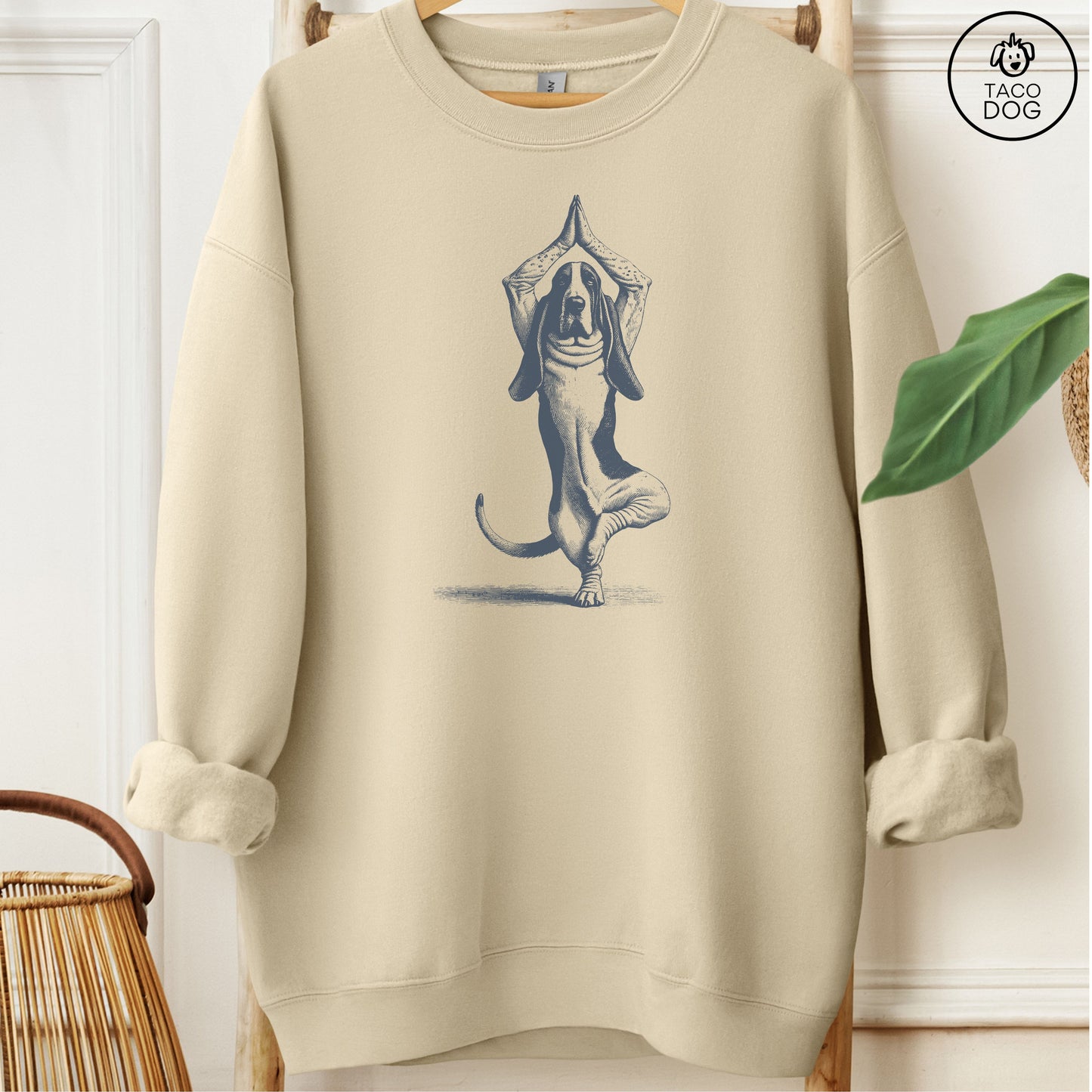 Basset Hound Tree Pose Yoga Dog Sweatshirt