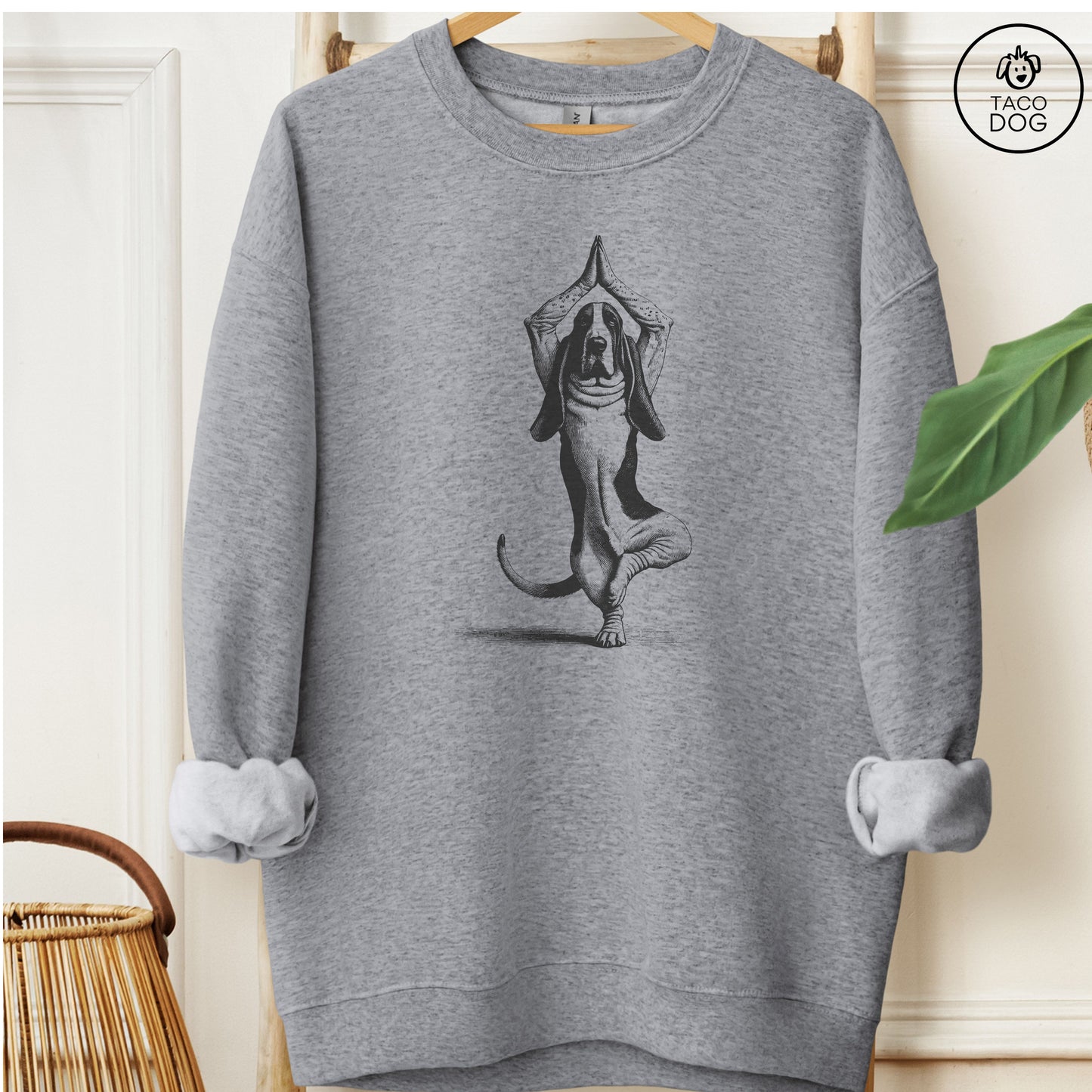 Basset Hound Tree Pose Yoga Dog Sweatshirt