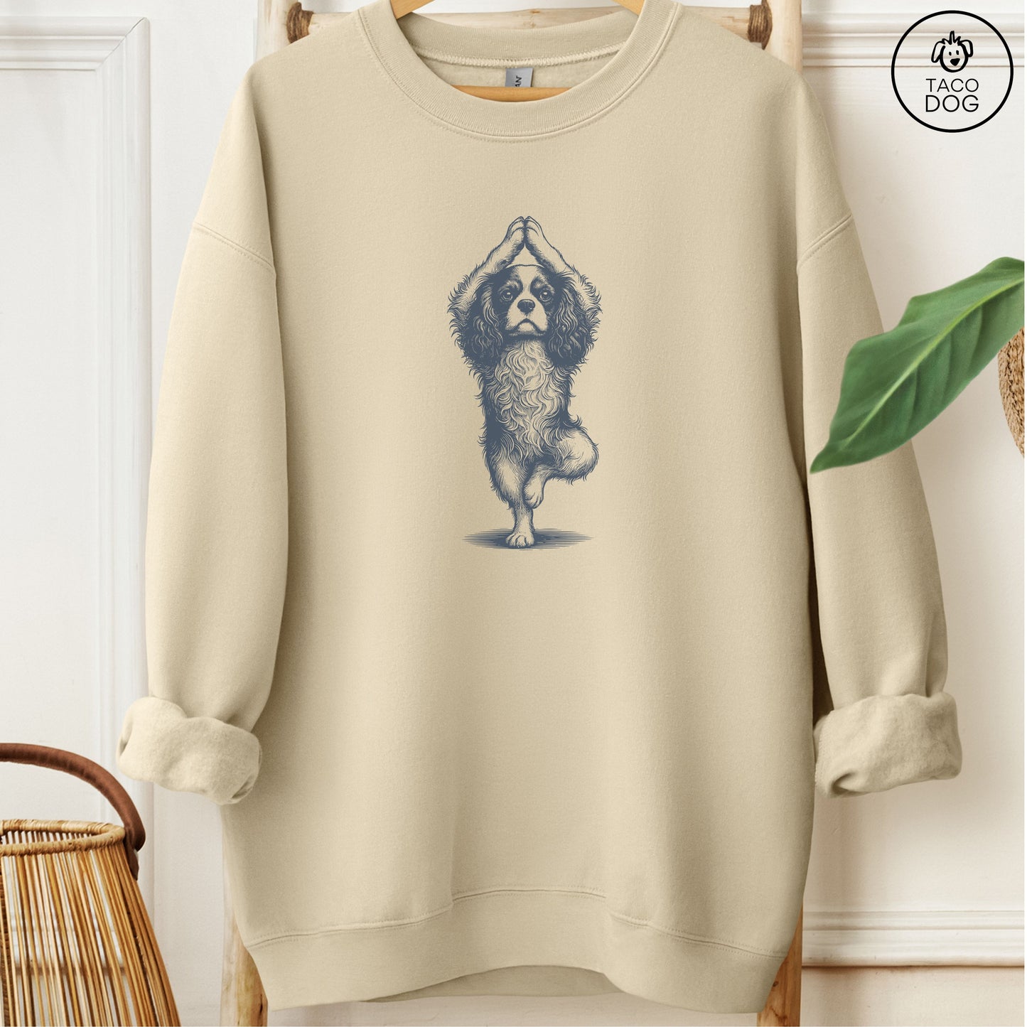 Cavalier King Charles Spaniel Tree Pose Yoga Dog Sweatshirt