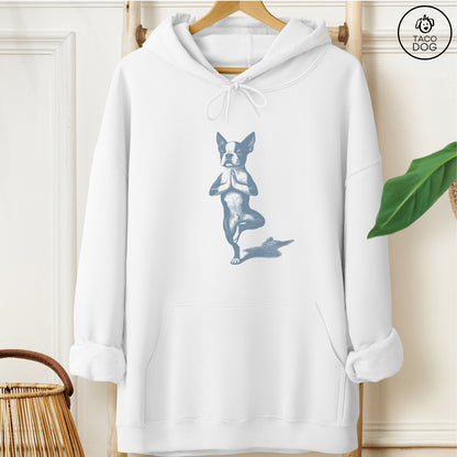 Boston Terrier Tree Pose Yoga Dog Hoodie