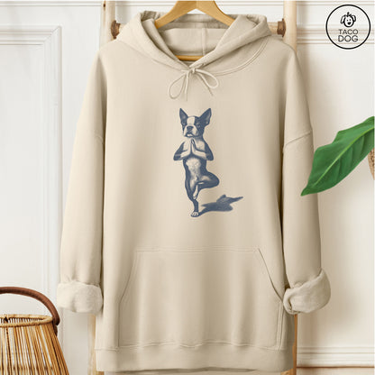 Boston Terrier Tree Pose Yoga Dog Hoodie