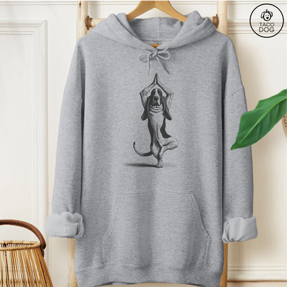 Basset Hound Tree Pose Yoga Dog Hoodie