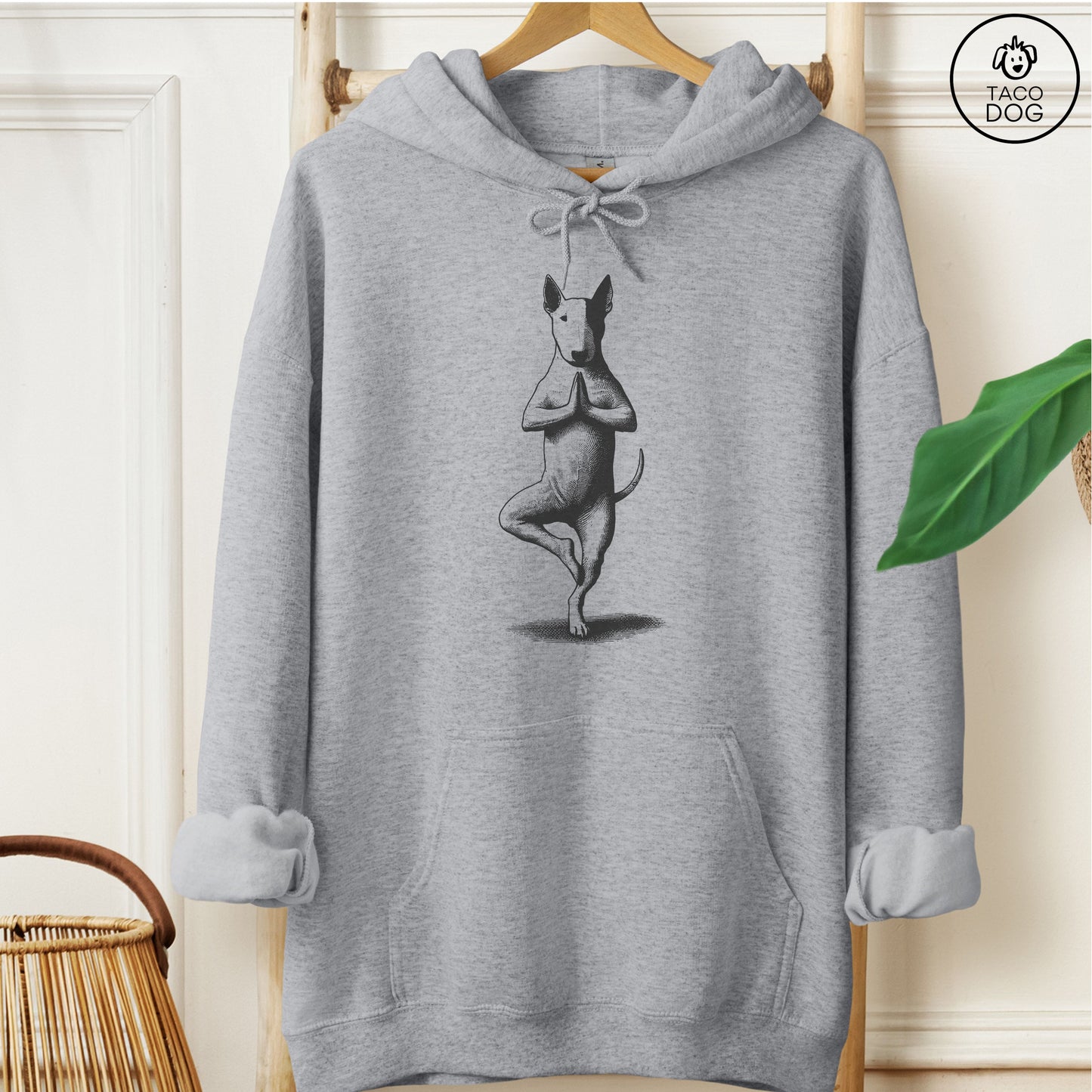 Bull Terrier Tree Pose Yoga Dog Hoodie