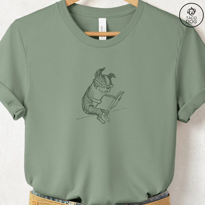 Boston Terrier Reading Book Sketch TShirt
