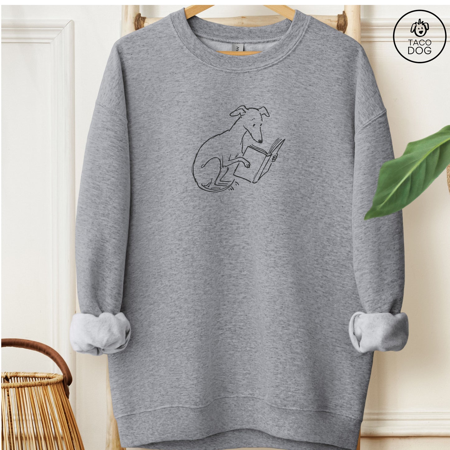 Italian Greyhound Whippet Iggy Reading Book Sketch Sweatshirt
