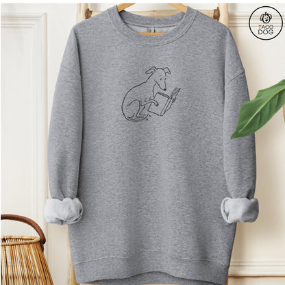 Italian Greyhound Whippet Iggy Reading Book Sketch Sweatshirt