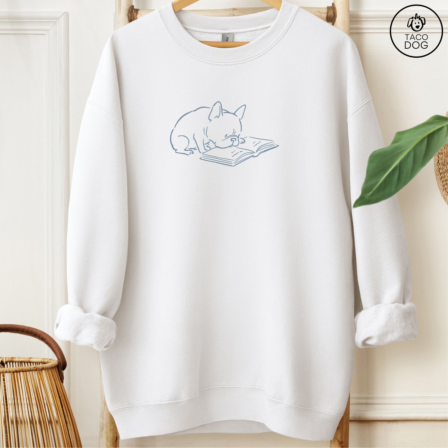 French Bulldog Frenchie Reading Book Sketch Sweatshirt