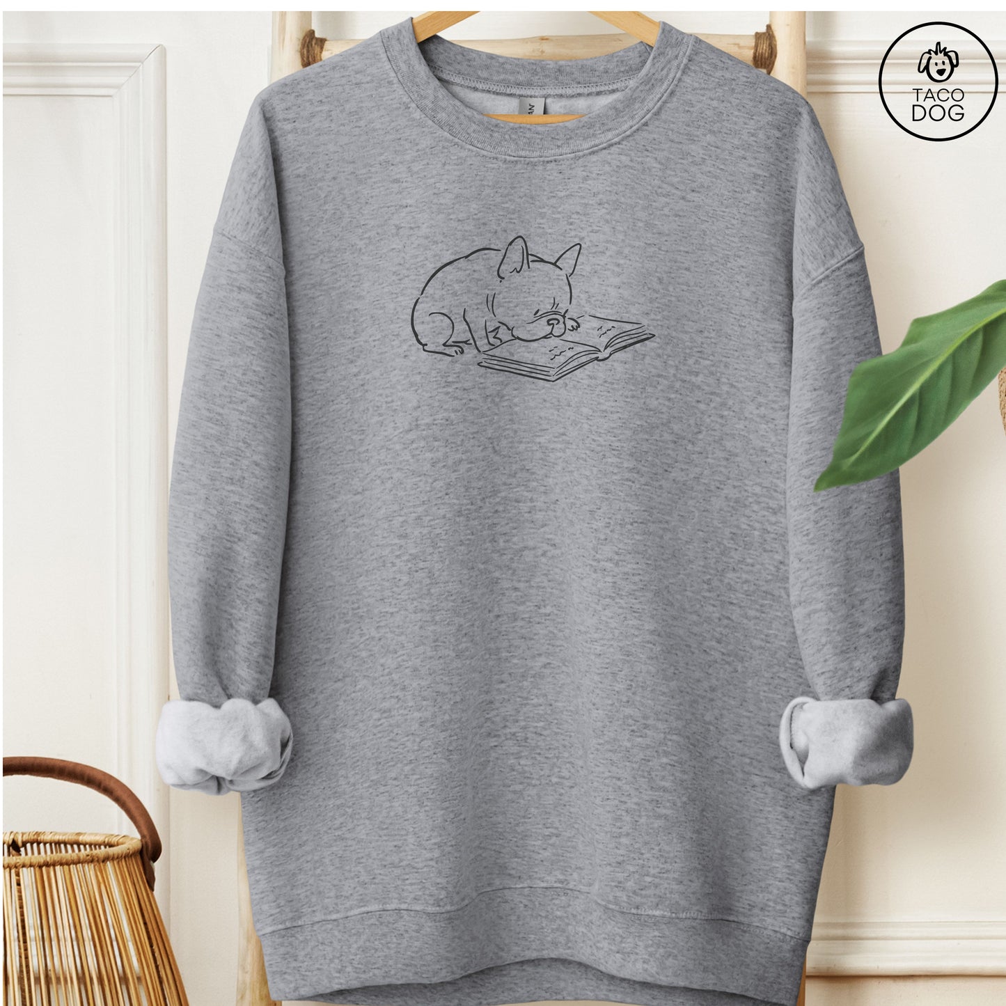 French Bulldog Frenchie Reading Book Sketch Sweatshirt