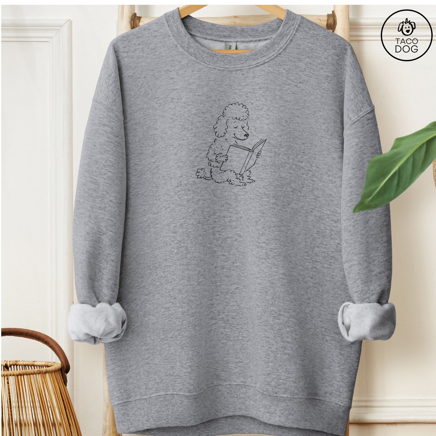 Poodle Reading Book Sketch Sweatshirt