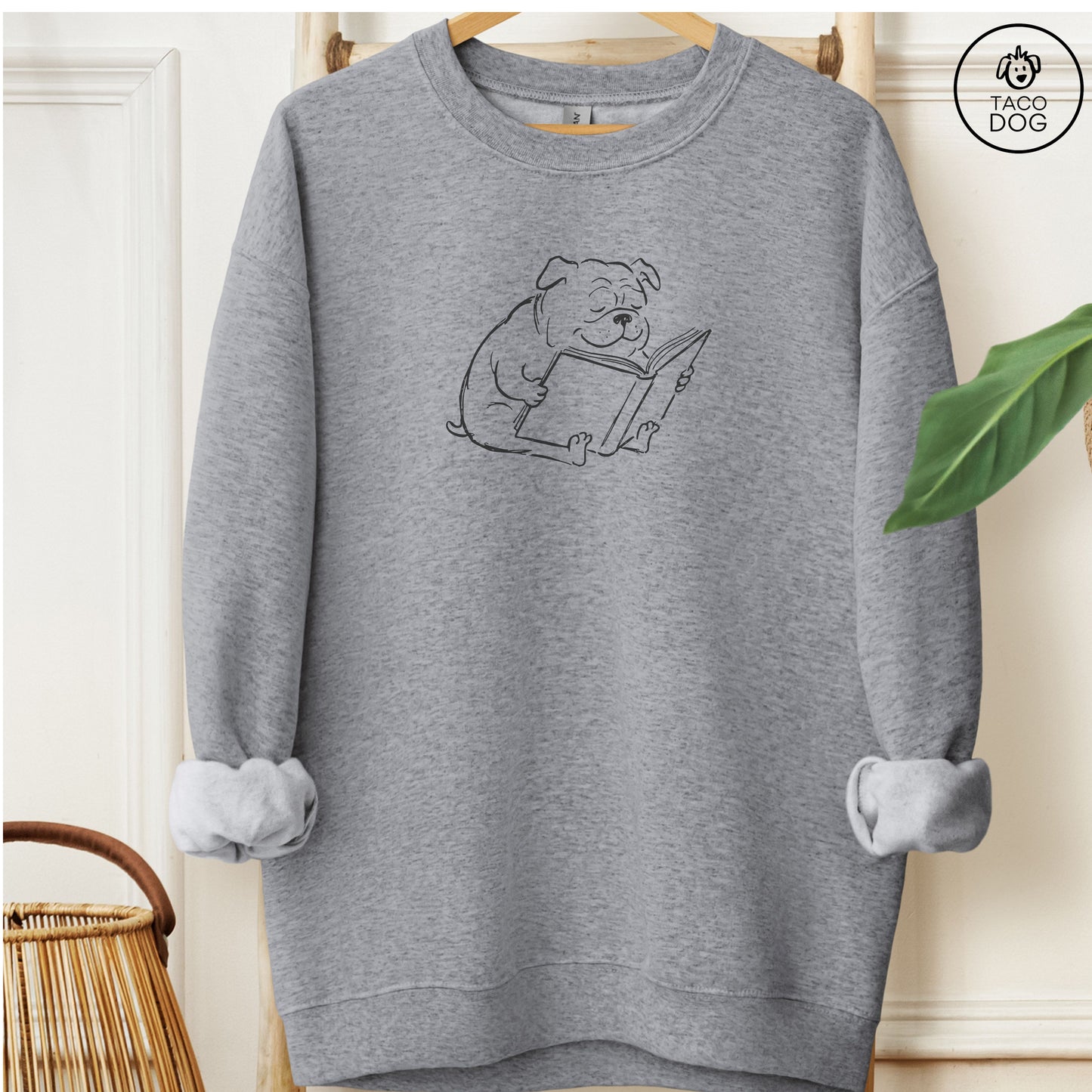 English Bulldog Reading Book Sketch Sweatshirt
