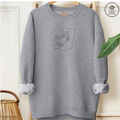 Chihuahua Reading Book Sketch Sweatshirt