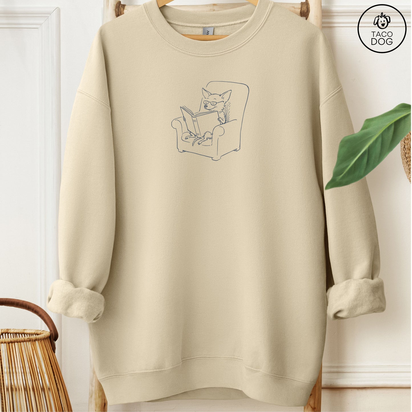 Chihuahua Reading Book Sketch Sweatshirt