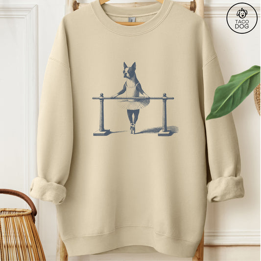 Boston Terrier Ballet Sweatshirt Sand Taco-Dog