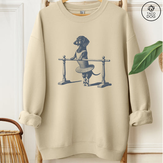 Dachshund Weenie Ballet Sweatshirt Sand Taco-Dog
