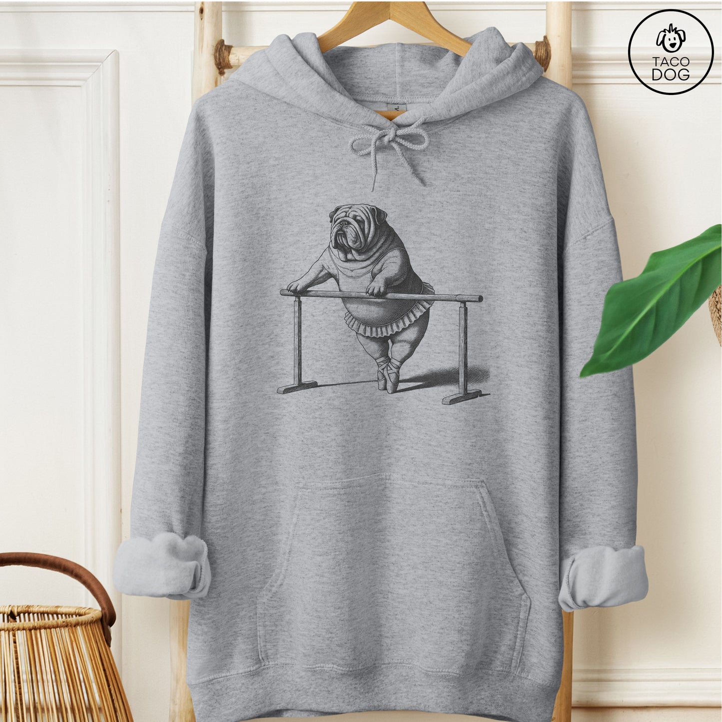 English Bulldog Ballet Hoodie Graphite Heather