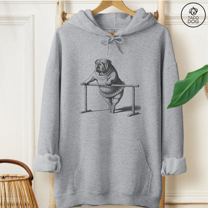 English Bulldog Ballet Hoodie Graphite Heather