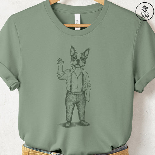 Boston Terrier Hey There T Shirt Sage Taco-Dog