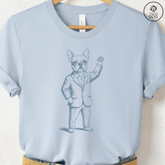 French Bulldog Frenchie Hey There T Shirt Light Blue Taco-Dog