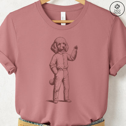 Poodle Hey There T Shirt Heather Mauve Taco-Dog