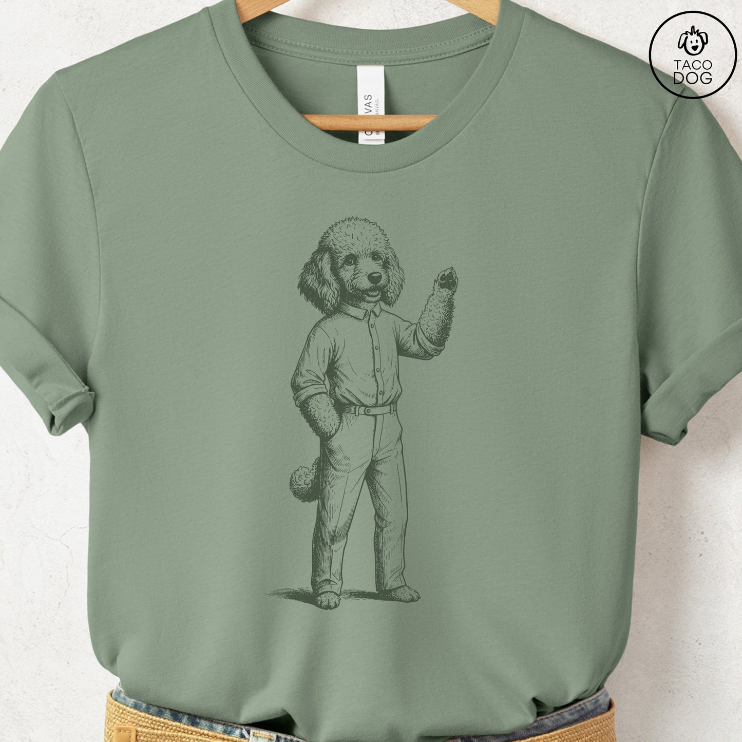 Poodle Hey There T Shirt Sage Taco-Dog
