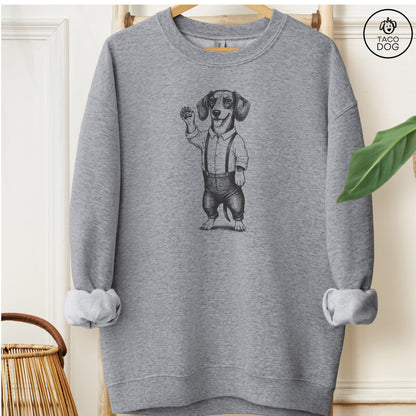 Dachshund Weenie Hey There Sweatshirt Graphite Heather Taco-Dog