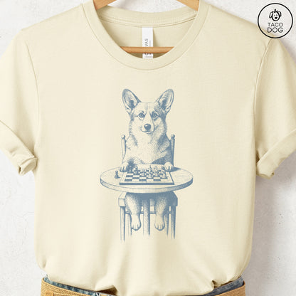 Corgi Chess Master T-Shirt Natural Taco-Dog