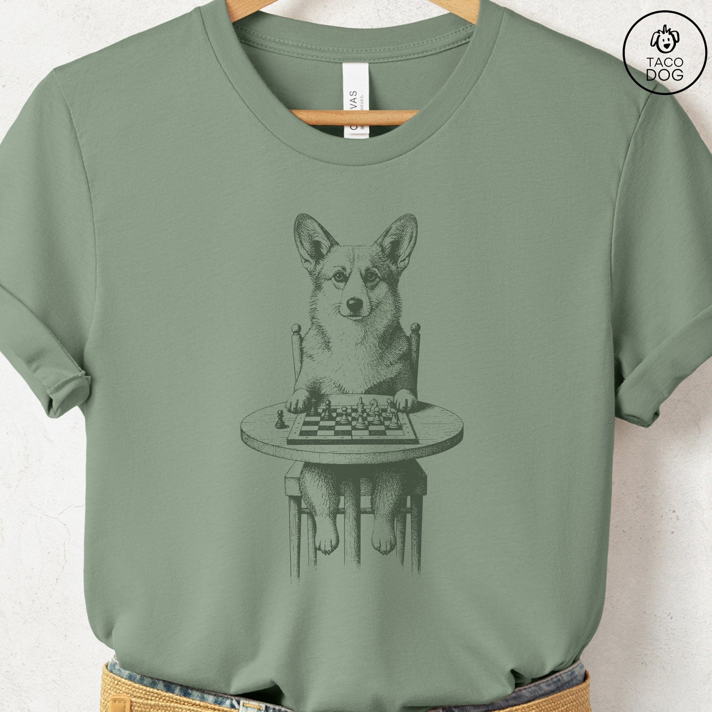 Corgi Chess Master T-Shirt Sage Taco-Dog