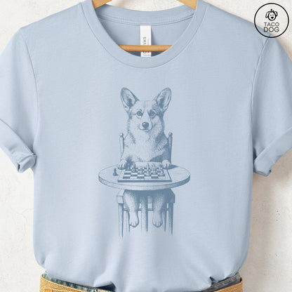 Corgi Chess Master T-Shirt Light Blue Taco-Dog