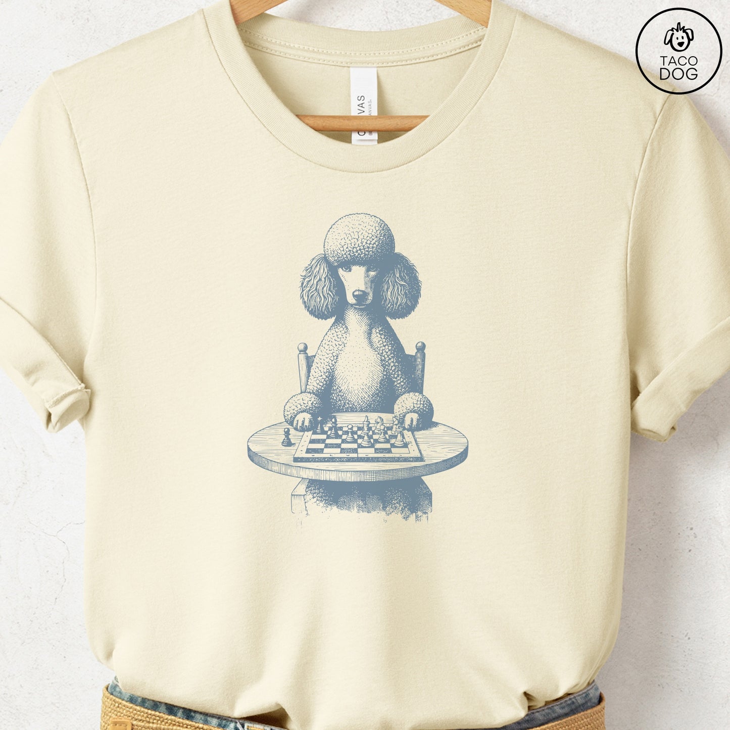 Poodle Chess Master T-Shirt Natural Taco-Dog