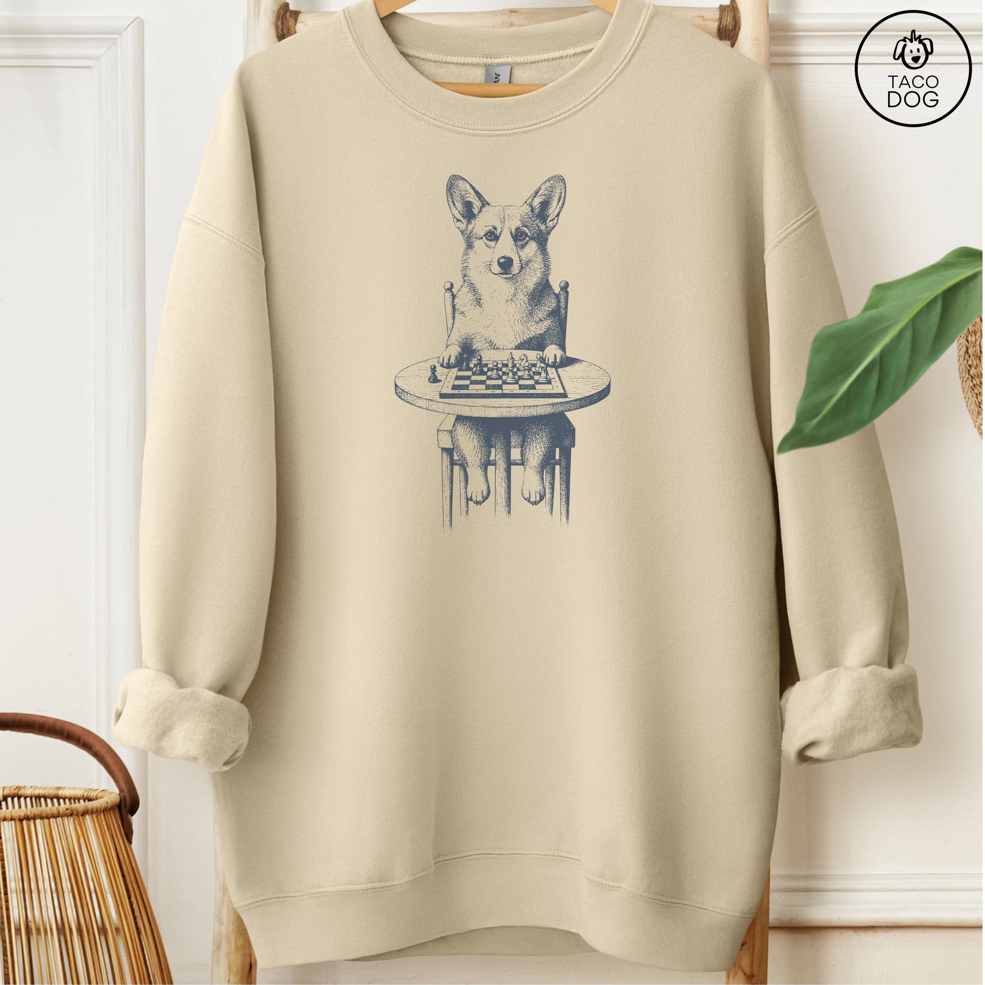 Corgi Chess Master Sweatshirt Sand