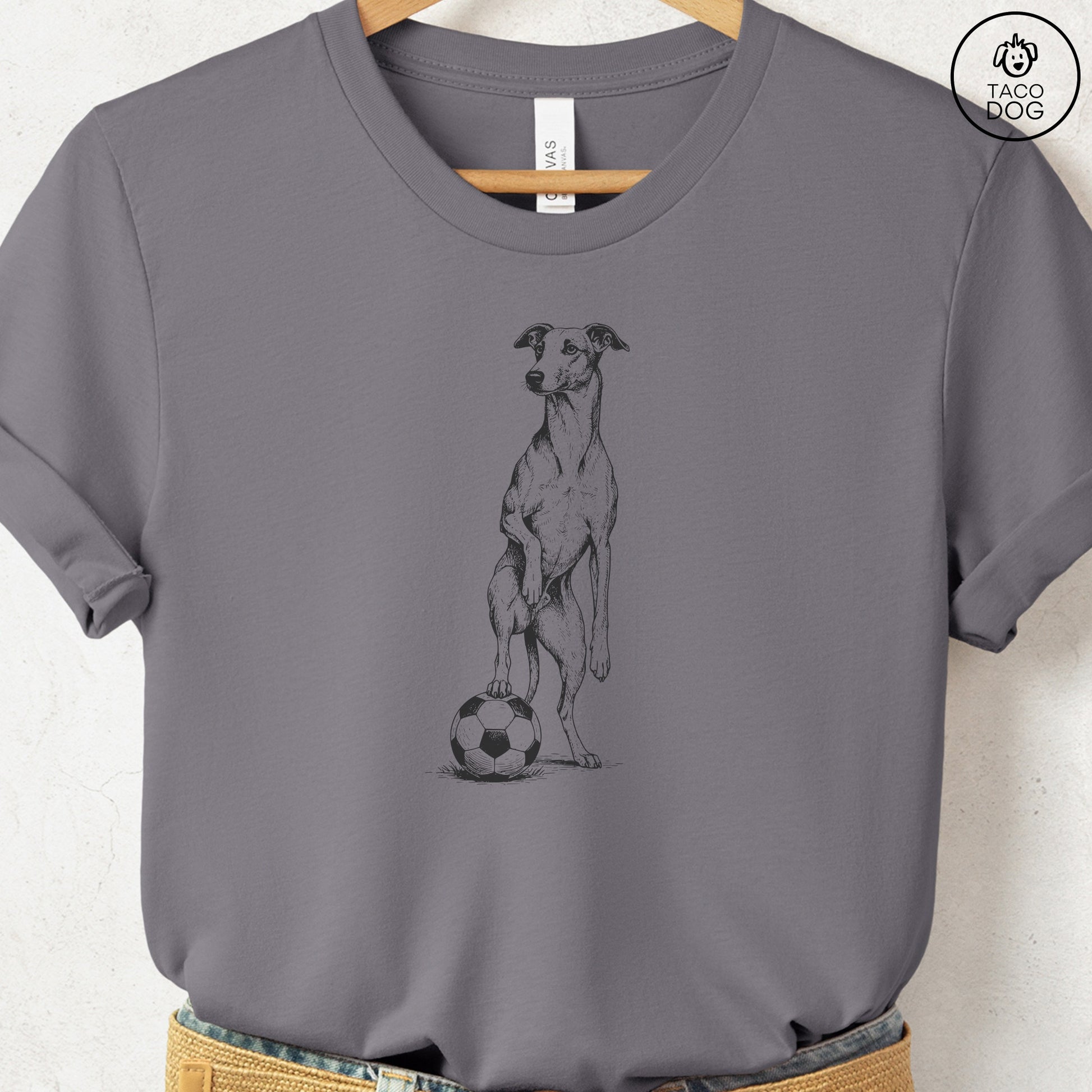 Italian Greyhound Whippet Iggy Soccer Football TShirt Storm Taco-Dog