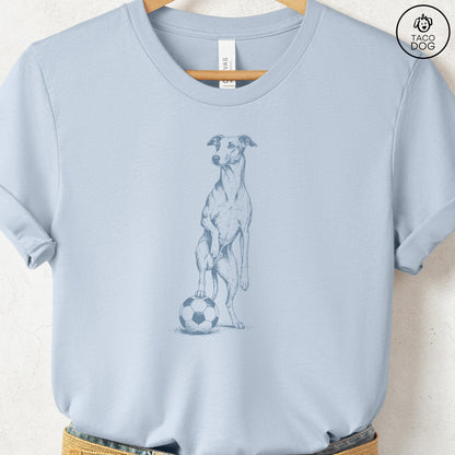 Italian Greyhound Whippet Iggy Soccer Football TShirt Light Blue Taco-Dog