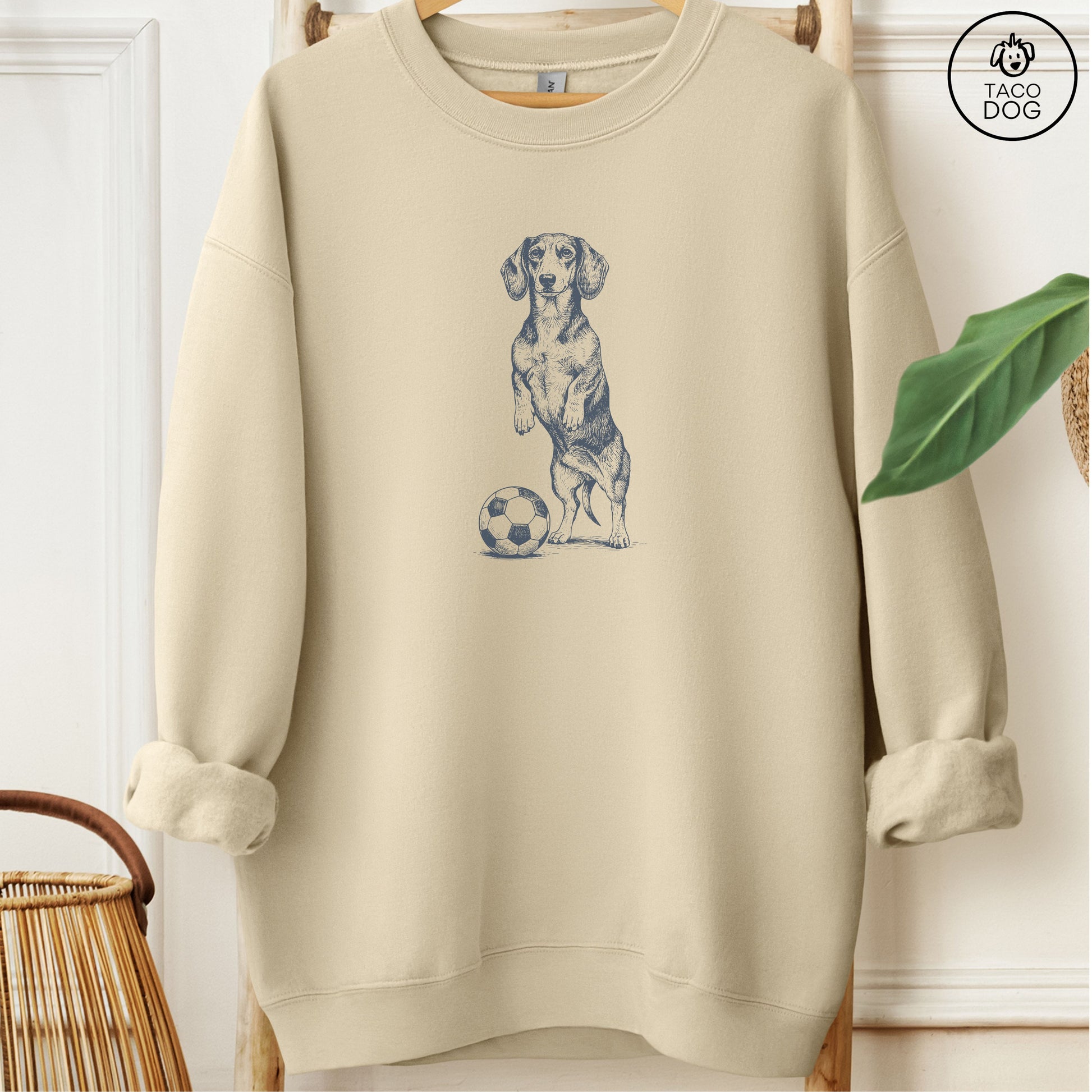 Dachshund Weenie Soccer Football Sweatshirt Sand Taco-Dog