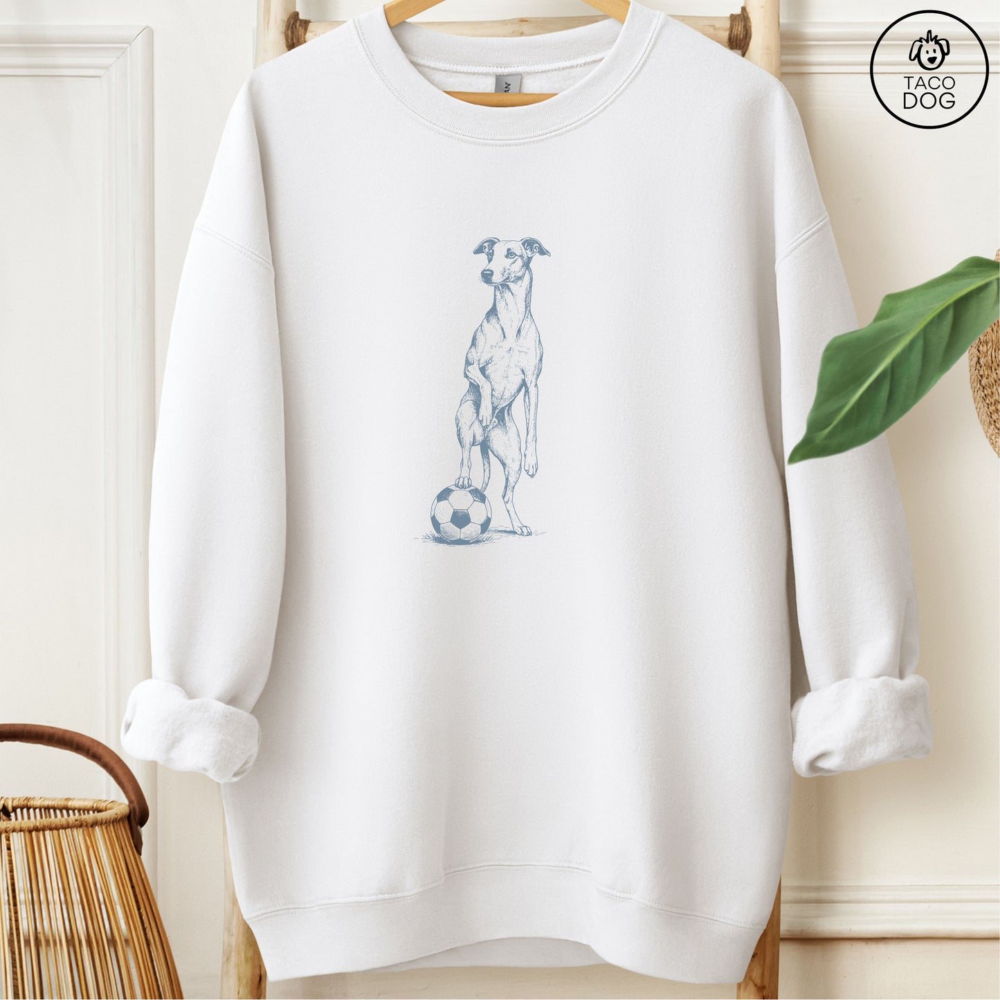 Italian Greyhound Whippet Iggy Soccer Football Sweatshirt White
