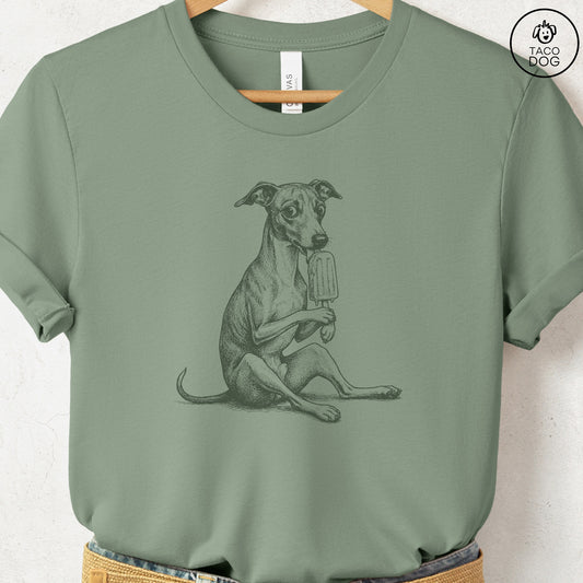 Italian Greyhound Whippet Iggy Popsicle T-Shirt Sage Taco-Dog