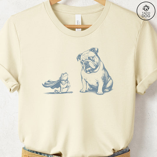English Bulldog & Frog T-Shirt Natural