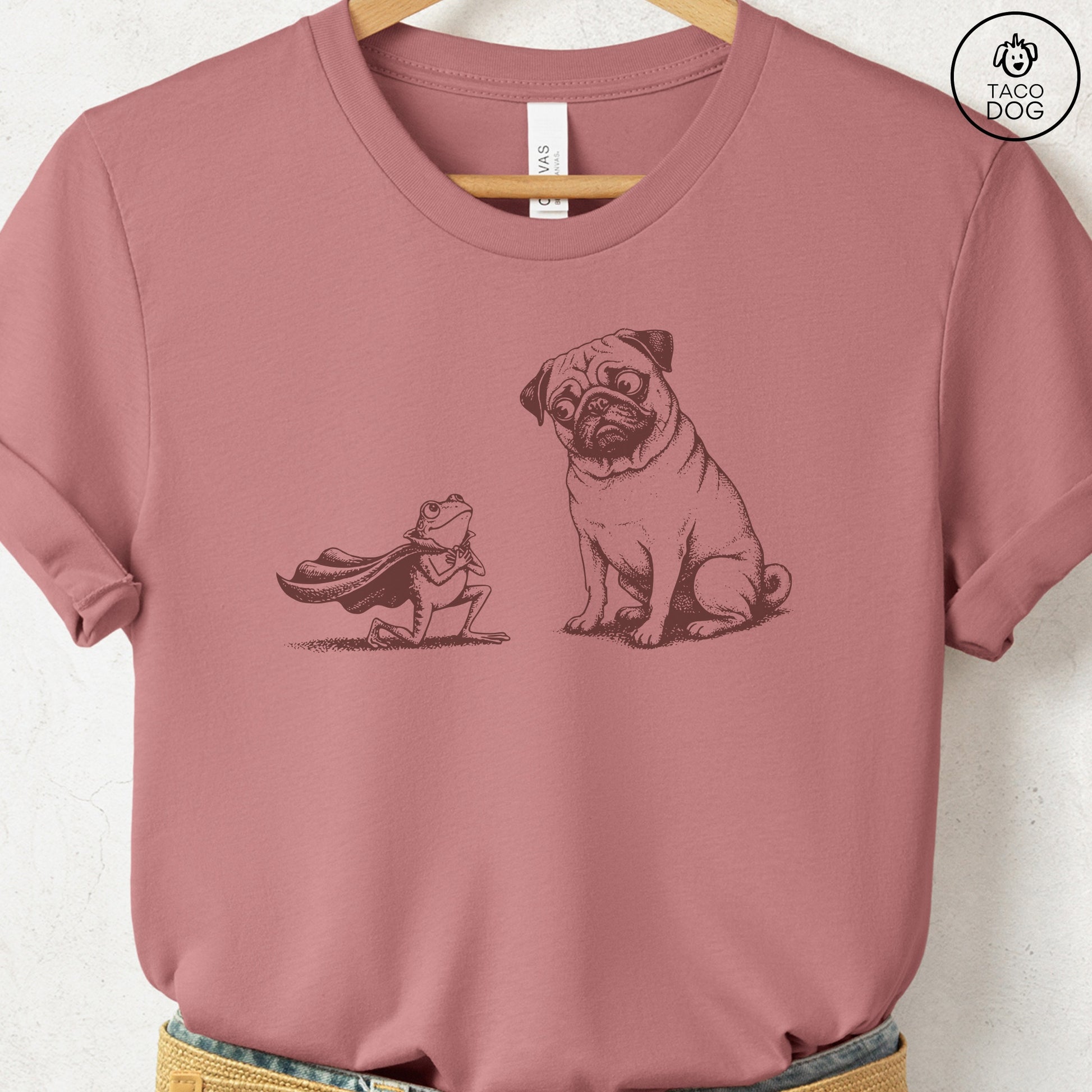 Pug & Frog T-Shirt Heather Mauve