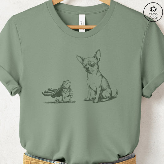 Chihuahua & Frog T-Shirt Sage Taco-Dog