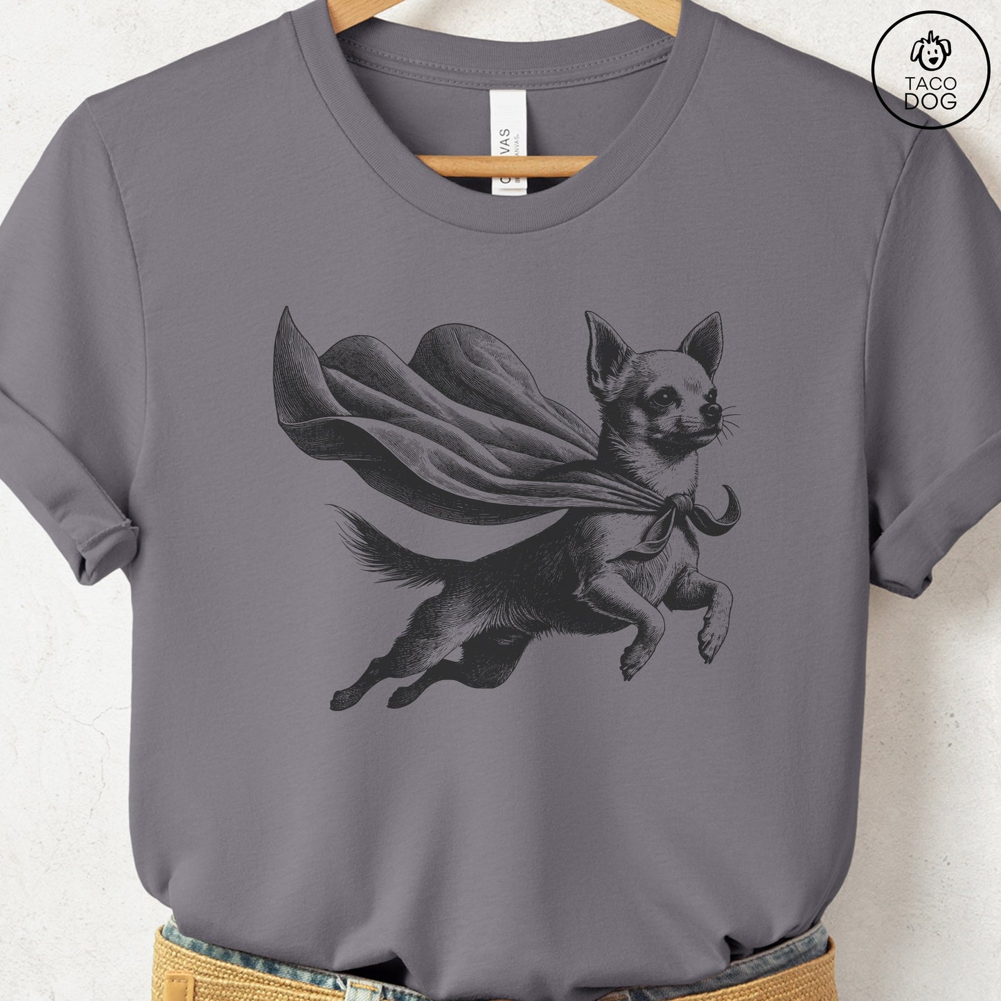 Chihuahua Flying Cape T-Shirt Storm