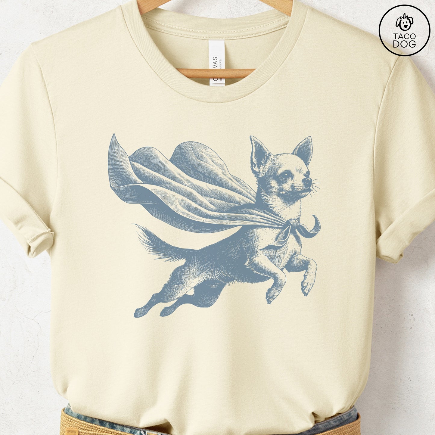 Chihuahua Flying Cape T-Shirt Natural