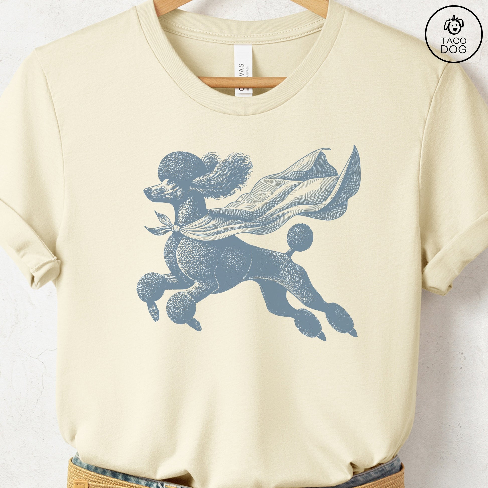 Poodle Flying Cape T-Shirt Natural