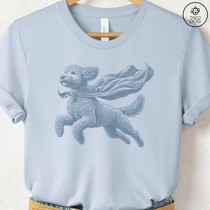 Doodle Flying Cape T-Shirt Light Blue Taco-Dog