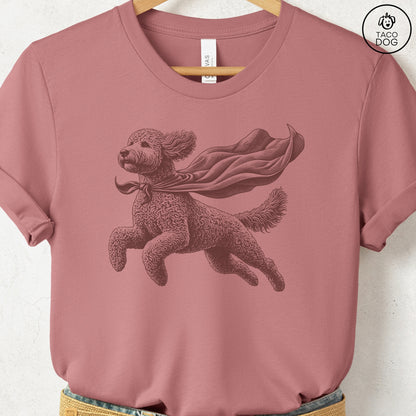 Doodle Flying Cape T-Shirt Heather Mauve Taco-Dog