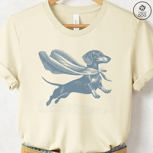 Dachshund Weenie Flying Cape T-Shirt Natural