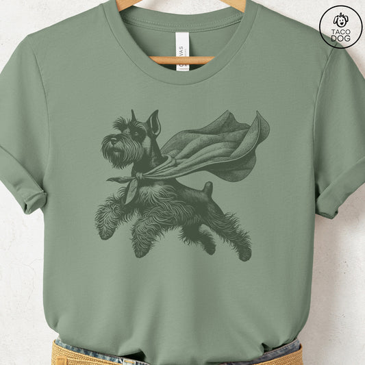 Schnauzer Flying Cape T-Shirt Sage