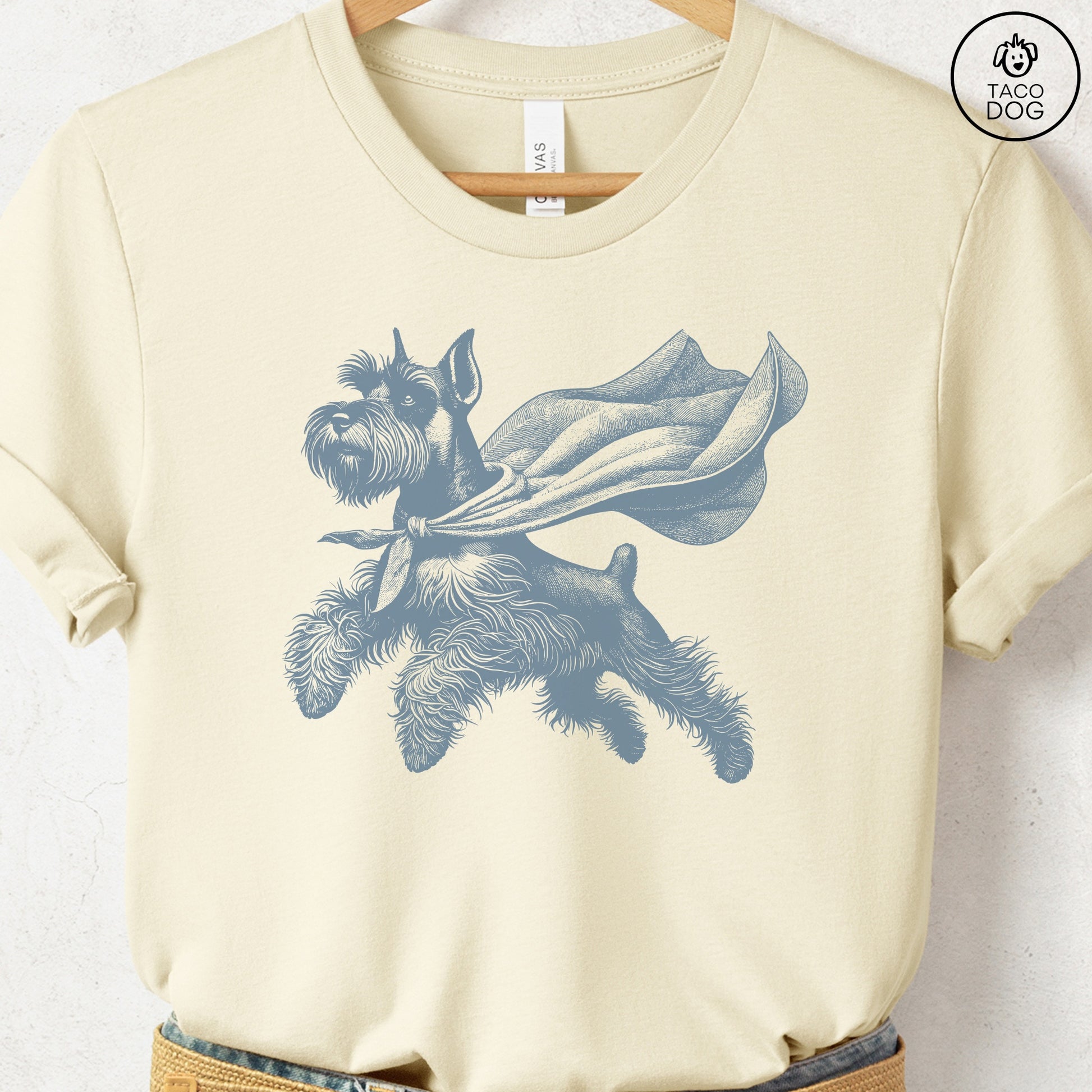 Schnauzer Flying Cape T-Shirt Natural
