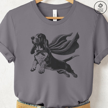 Basset Hound Flying Cape T-Shirt Storm Taco-Dog