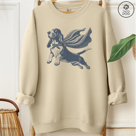 Basset Hound Flying Cape Sweatshirt Sand Taco-Dog