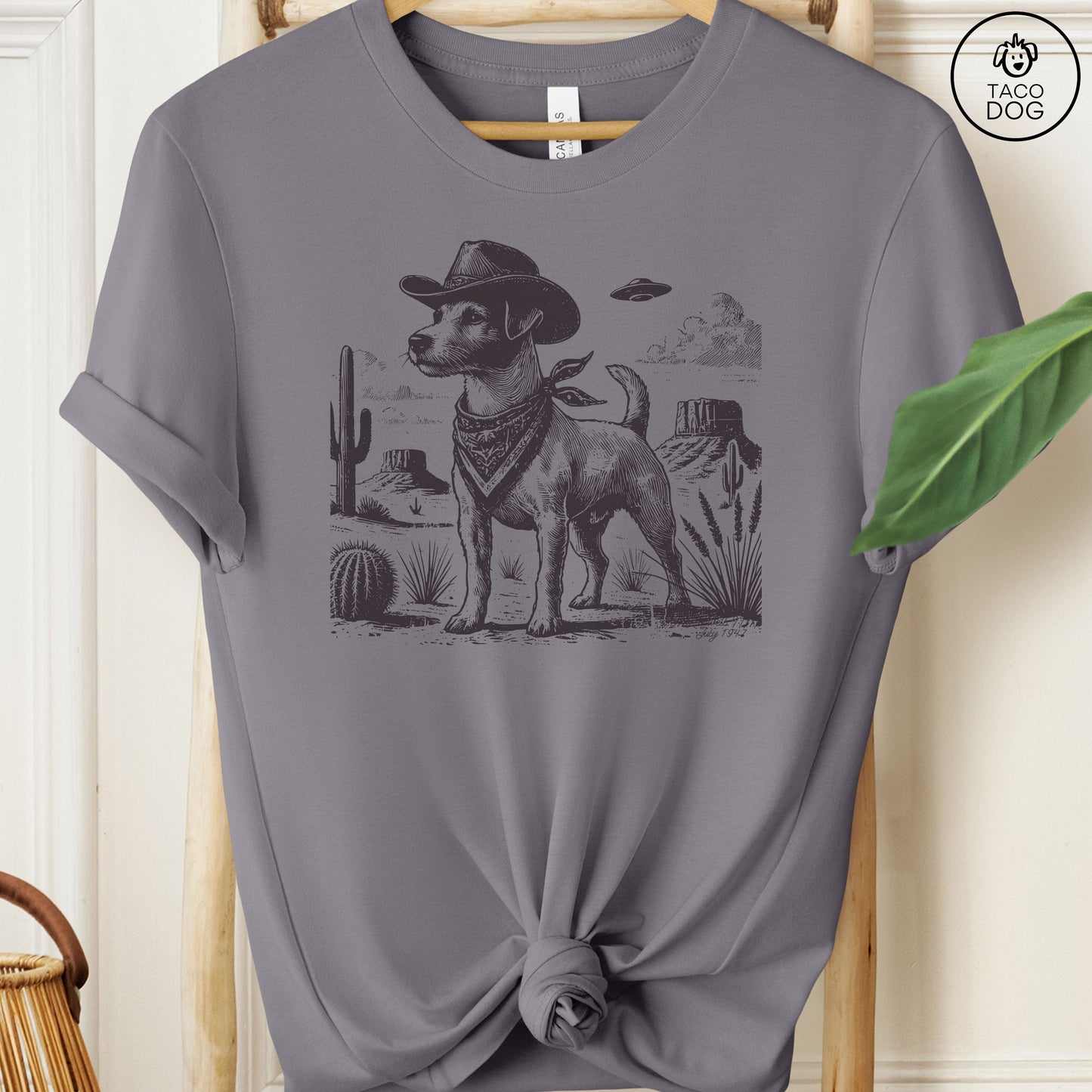 Jack Russell Cowboy UFO T-Shirt Storm Taco-Dog